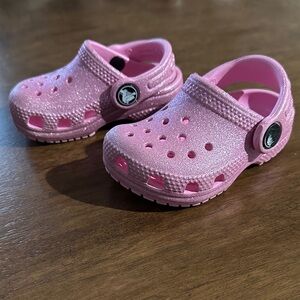 Kids Pink Sparkle Crocs
